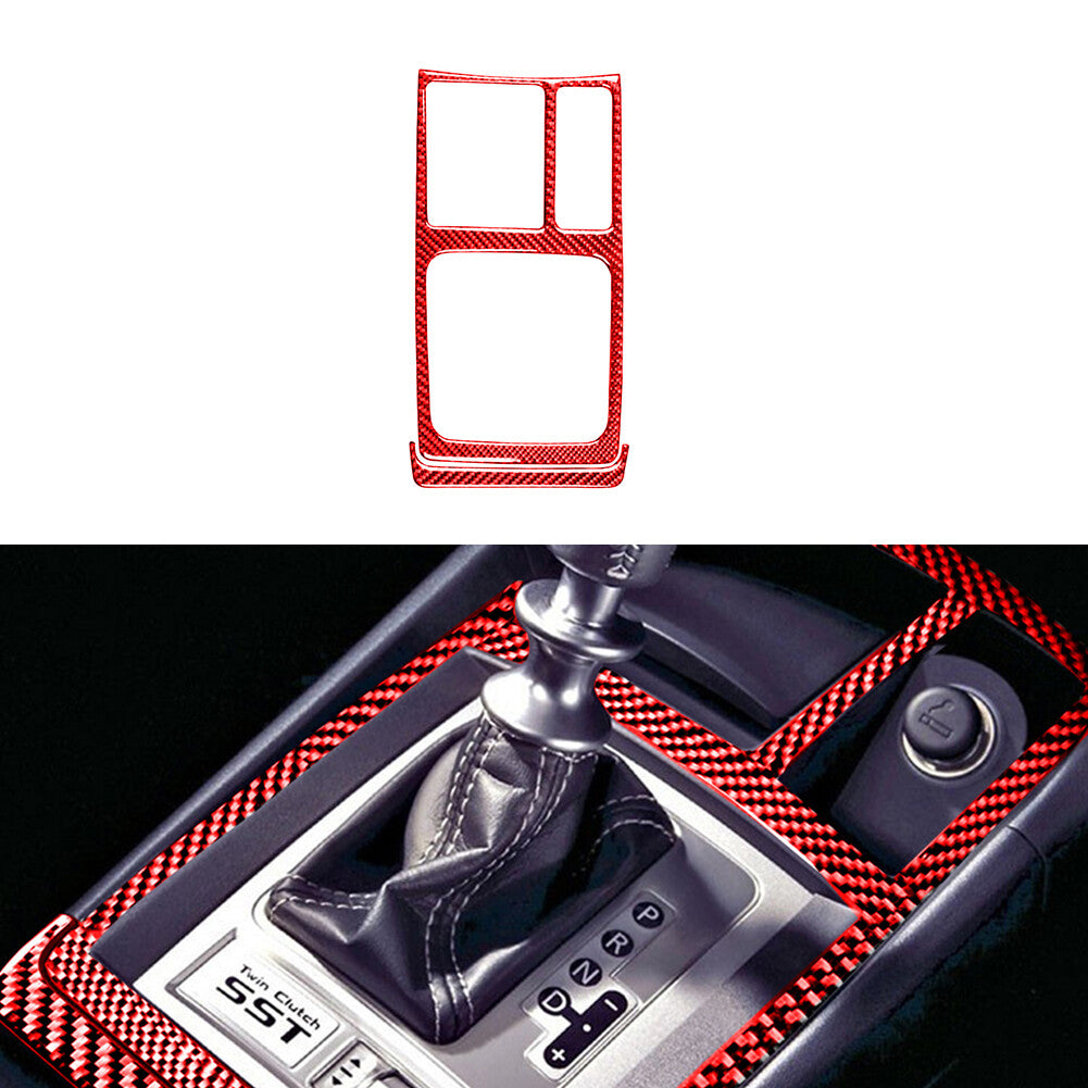 for Mitsubishi Lancer Carbon Fiber Gear Shift Manual Cover Trim Type B Red