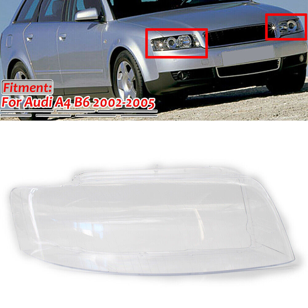 Right Side Headlight Headlamp Light Lamp Lens Cover Fit for Audi A4 B6 2002-2005