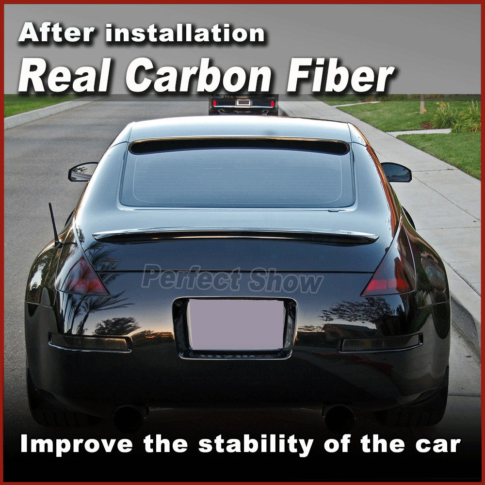 REAL CARBON Fit for Nissan 350Z Z33 Coupe 2003-06 Rear Roof Window Spoiler Wings