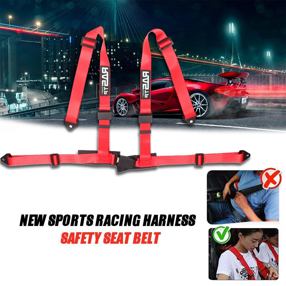 New Red 2 4 Point Harness Quick Release Safety Universal Go-Kart for Seat Belt