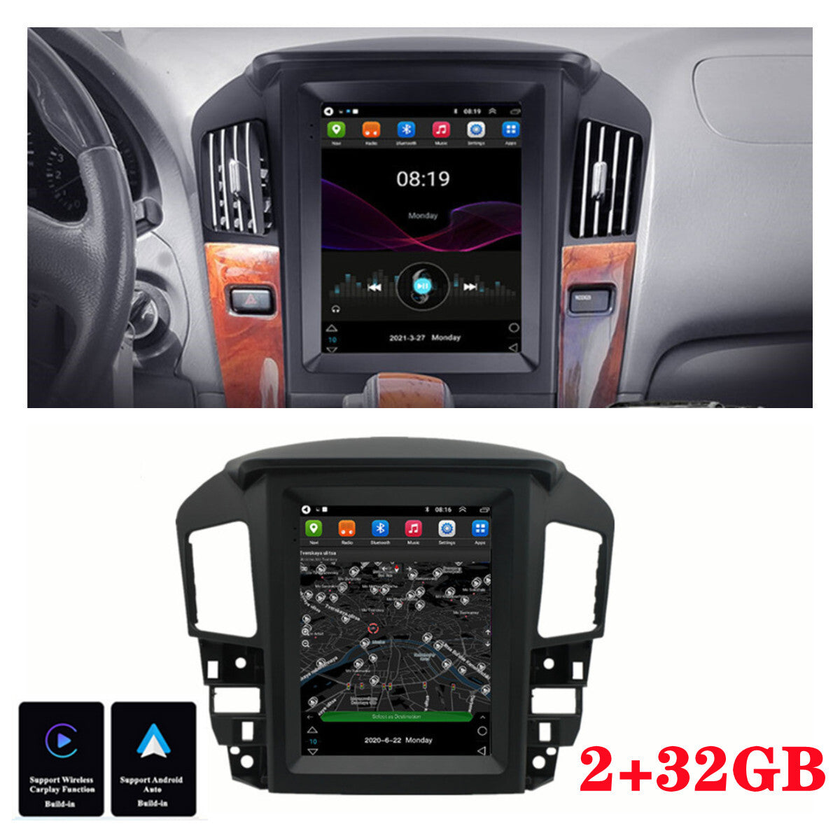 For 1997-2003 for Lexus RX300 Carplay Stereo Radio GPS Navigation WIFI FM 9.7 2+32G