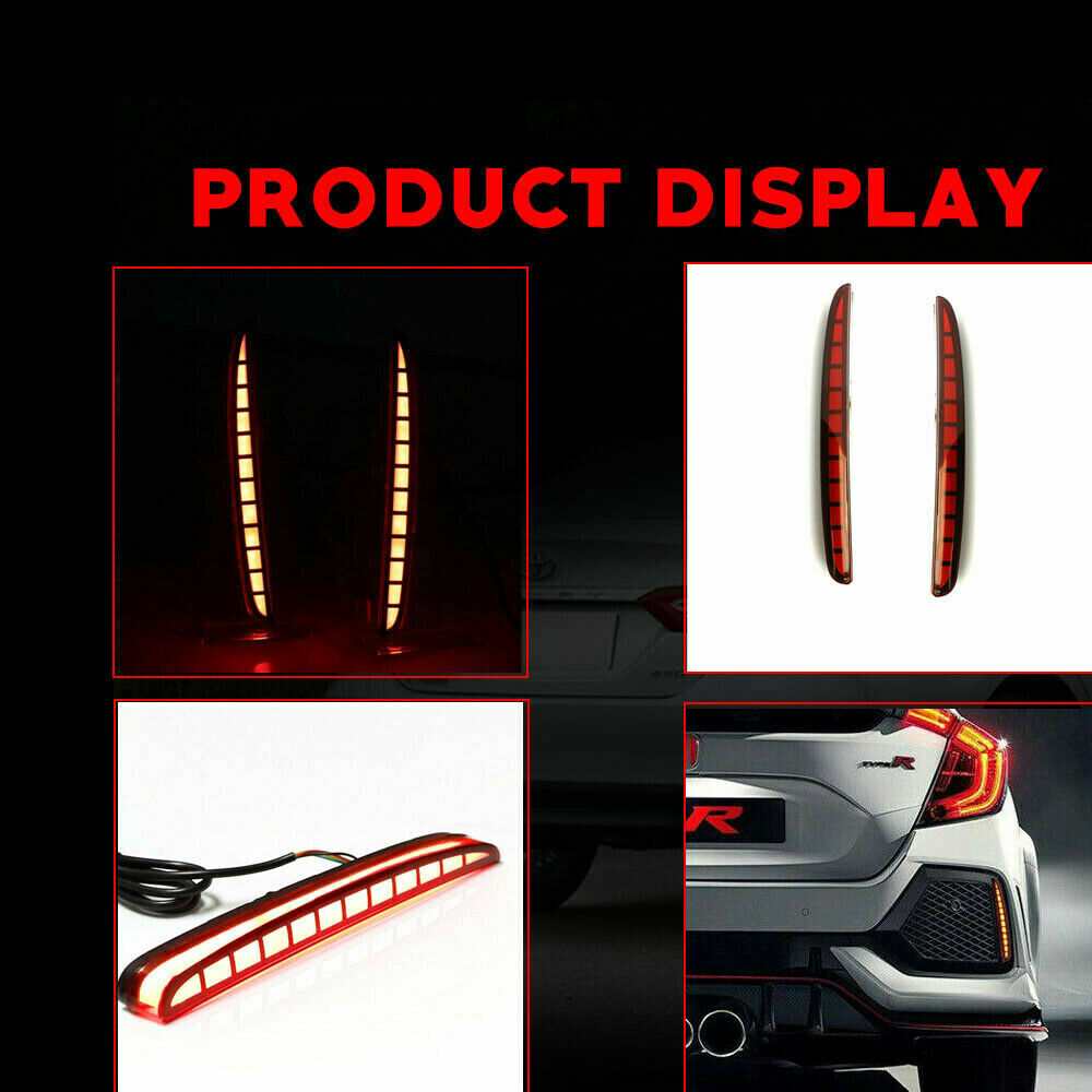 Two LED rear bumper reflector fog lights for Honda for Civic hatchback