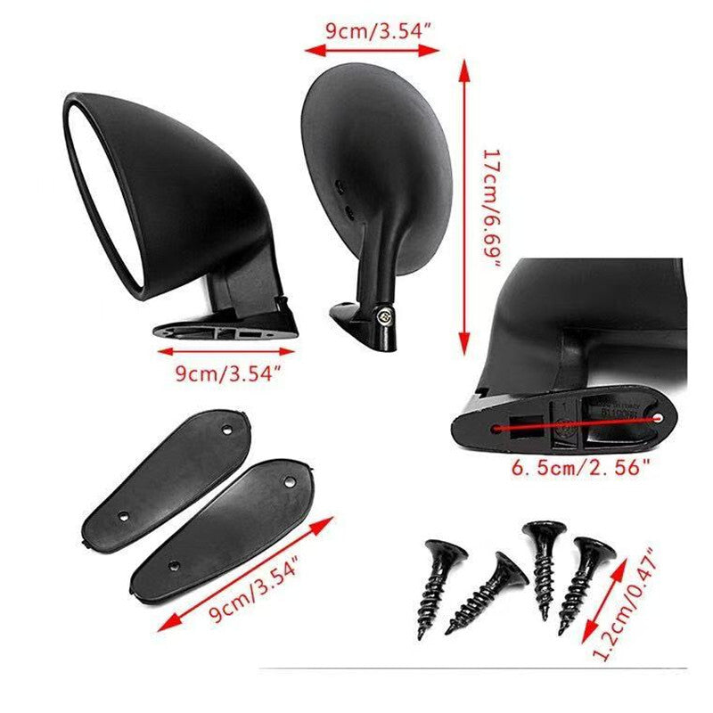 2Pcs Universal Car Classic Retro Rearview Door Wing Side Left Right Mirror Kit