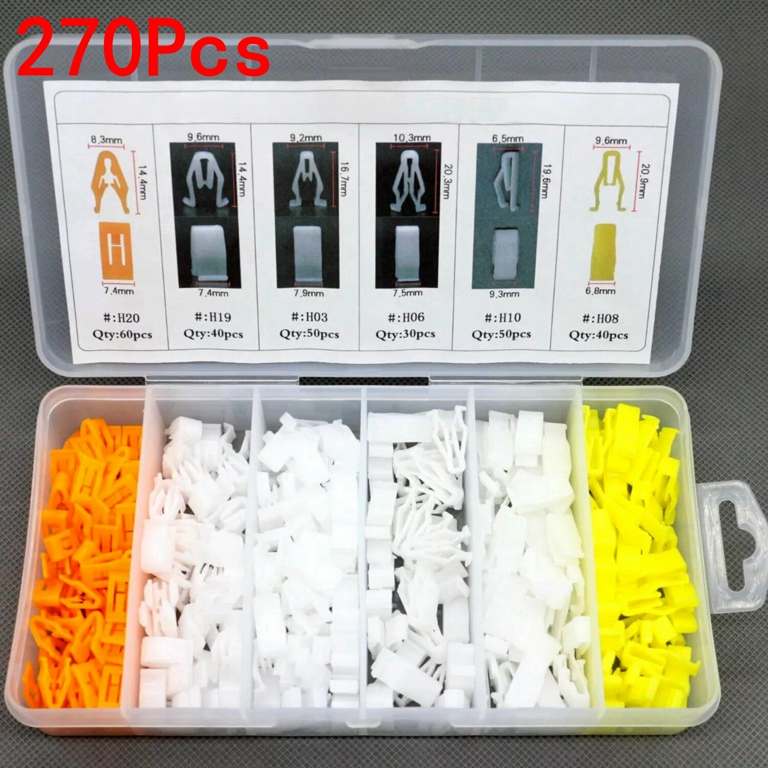 270 Pcs Car Instrument Panel Dashboard Plastic Rivet Moulding Clip Assortments