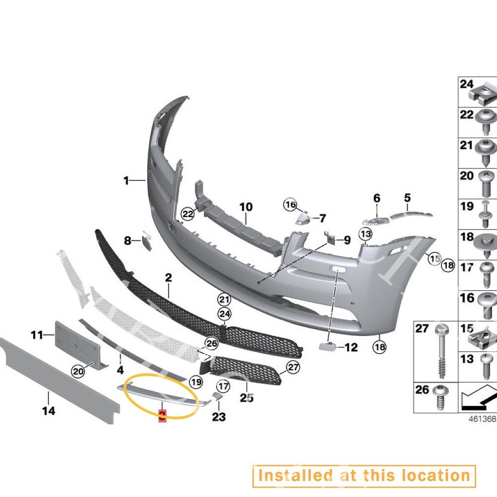 for Rolls-Royce Wraith 2020 FRONT BUMPER CHROME STRIP RIGHT : 51117442240