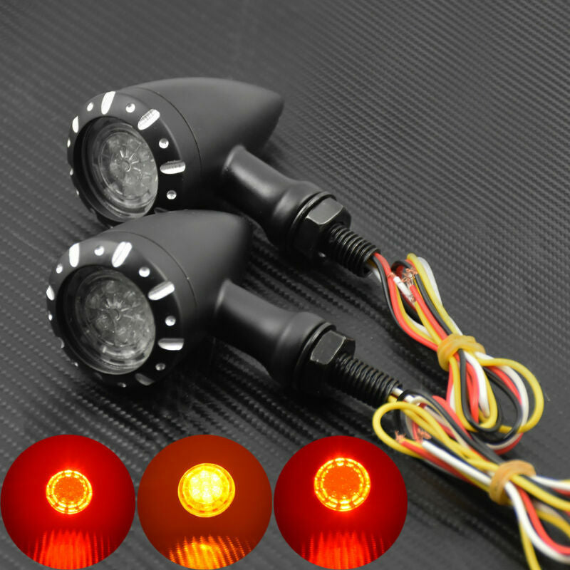 10mm Black LED Brake Blinker Light Turn Signal Fit for Harley Cruiser Chopper