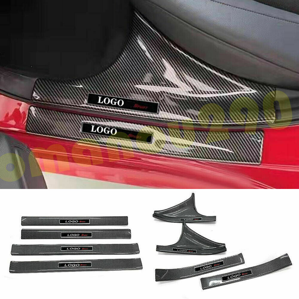8X for Honda for Civic Sedan 2022-23 Carbon Fiber Side Door Sill Scuff Plate Guards