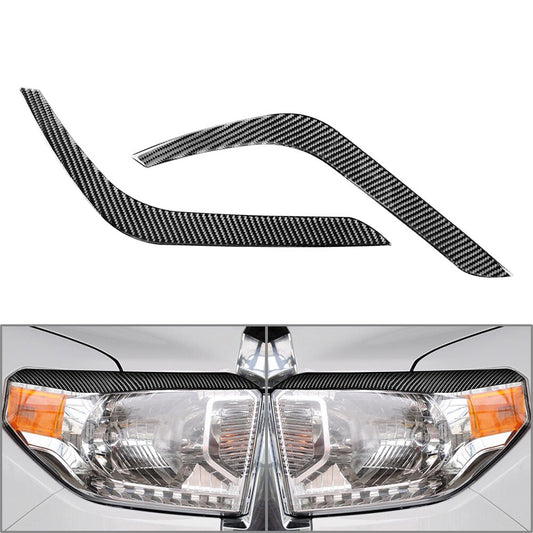 Fit for Toyota Tundra 14-21 Headlight Eyelids Eyebrow Cover Trim Carbon Fiber Black