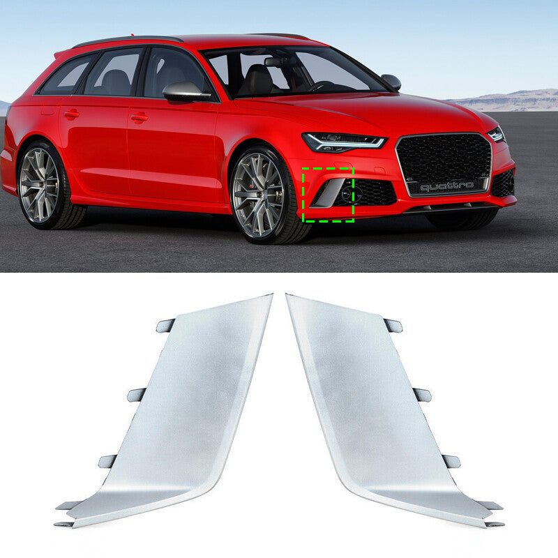 Suitable for 2013-2018 for Audi RS6 LHRH ABS Electroplated Front Bumper Fog Light Cover Trim (2 Pieces)