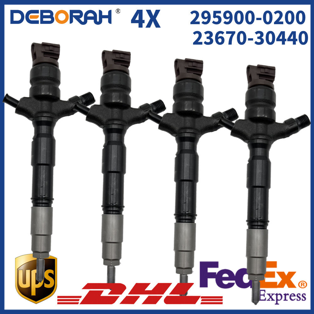4PCS Fuel Injector Assembly 295900-0200 23670-30440 for Toyota Diesel Engine