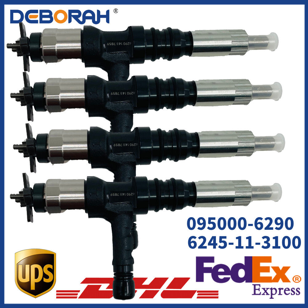 4X 095000-6290 Fuel Injector 6245-11-3100 for Komatsu SAA6D170E Engine