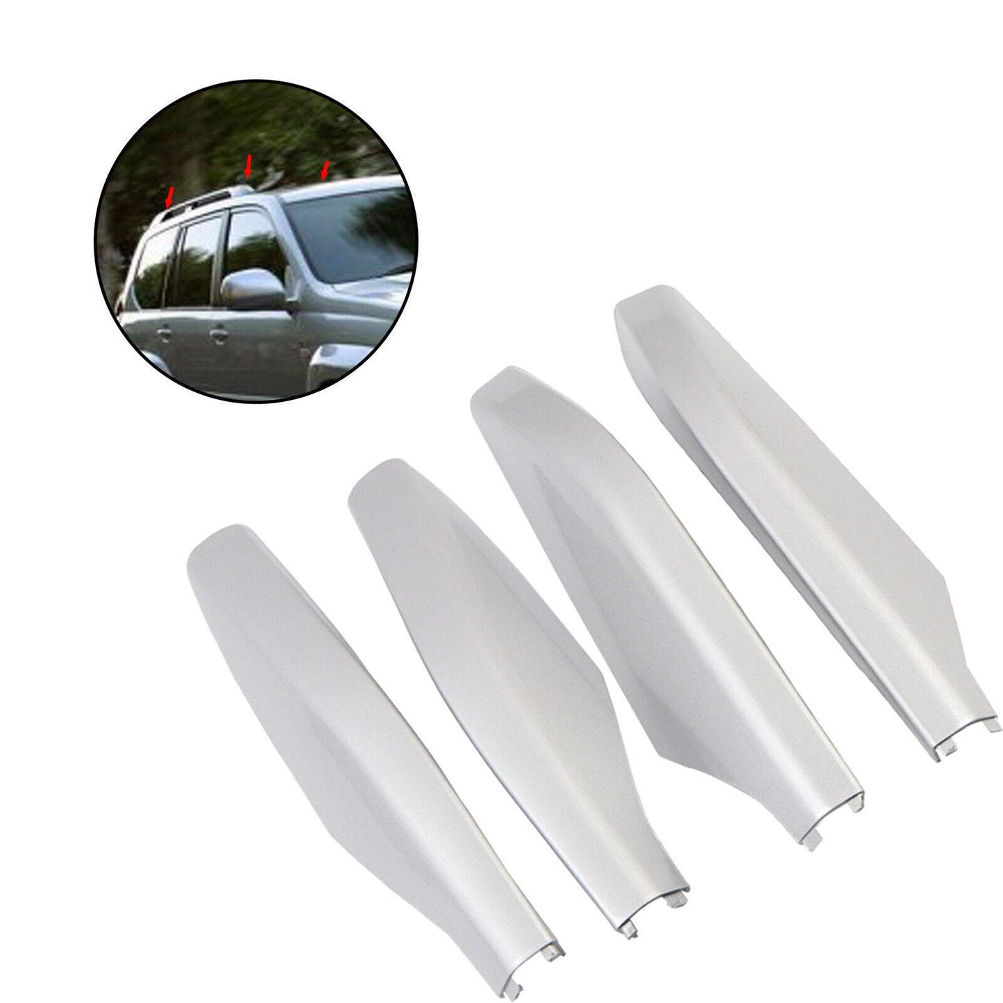 4pcs Roof Rack Rail End Cover Shell Caps Silver for Lexus GX470 2003 -2009