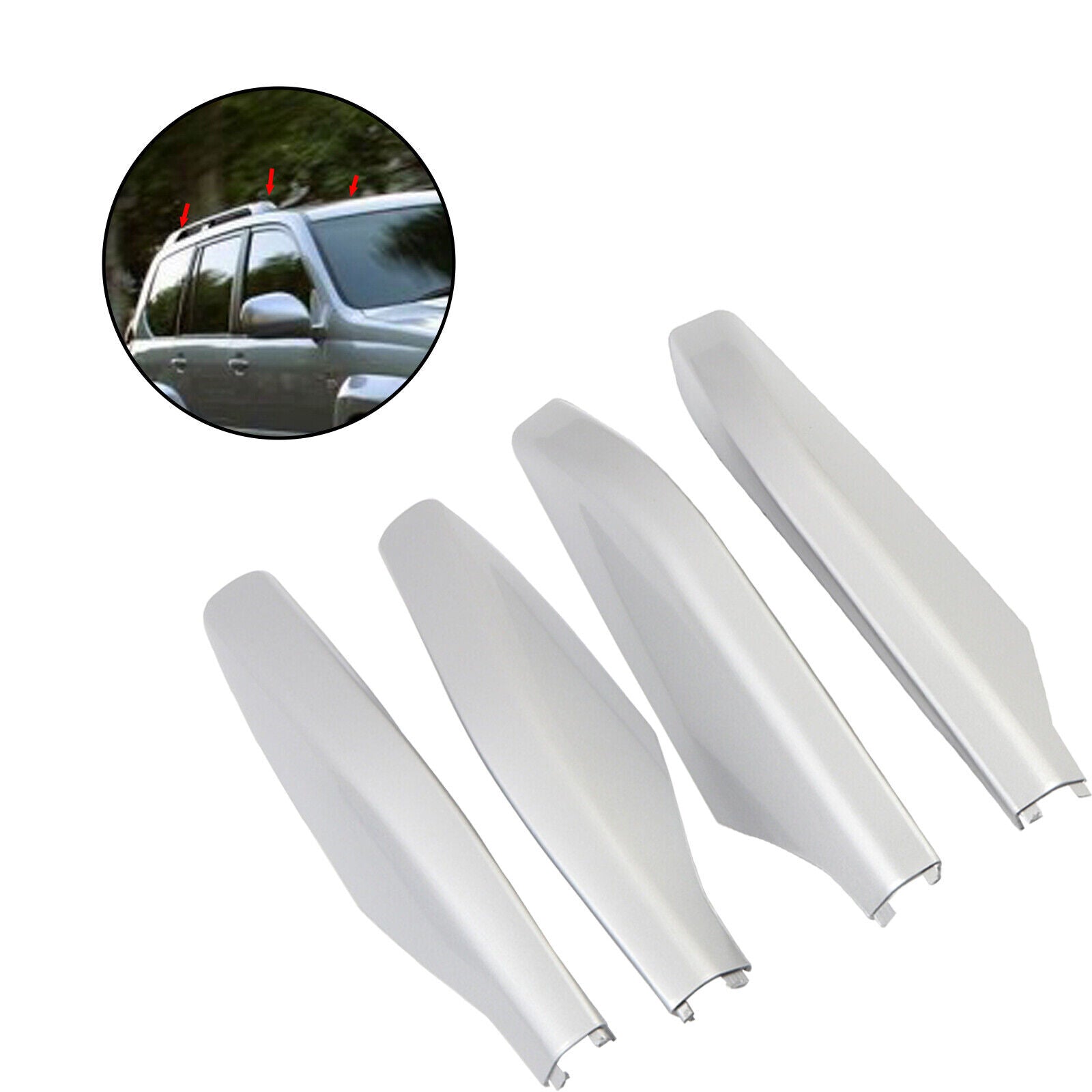 4pcs Roof Rack Rail End Cover Shell Caps Silver for Lexus GX470 2003 -2009
