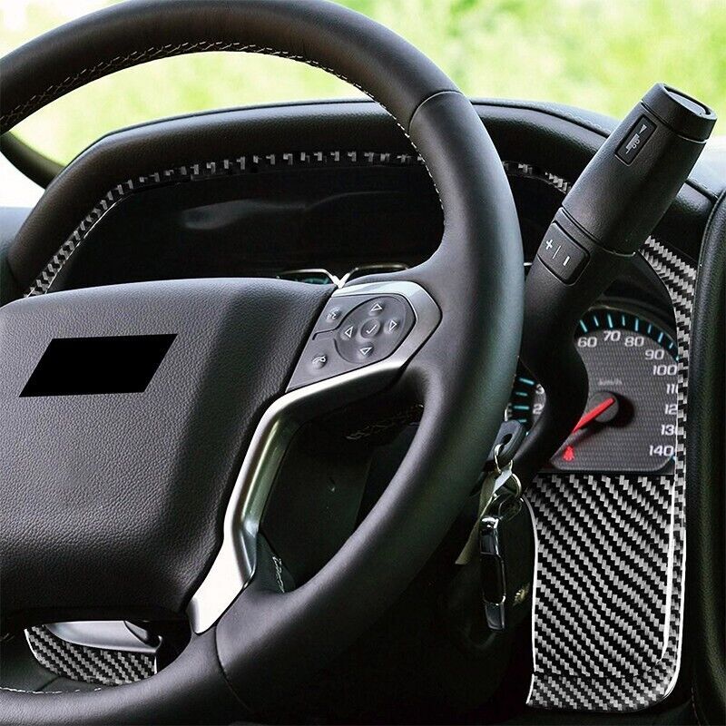 Carbon Fiber Car Speedometer Panel Cover Trim for Chevrolet Silverado 1500 14-18