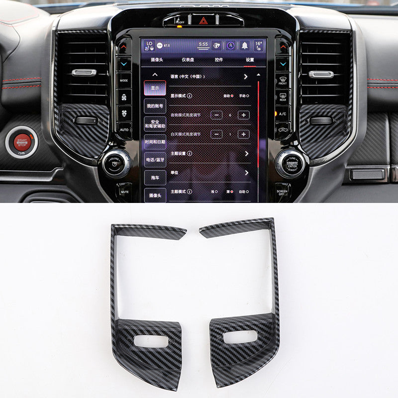 for Dodge for Ram 1500 19-23 Carbon Fiber ABS Console Air Condition Vent Cover Trim