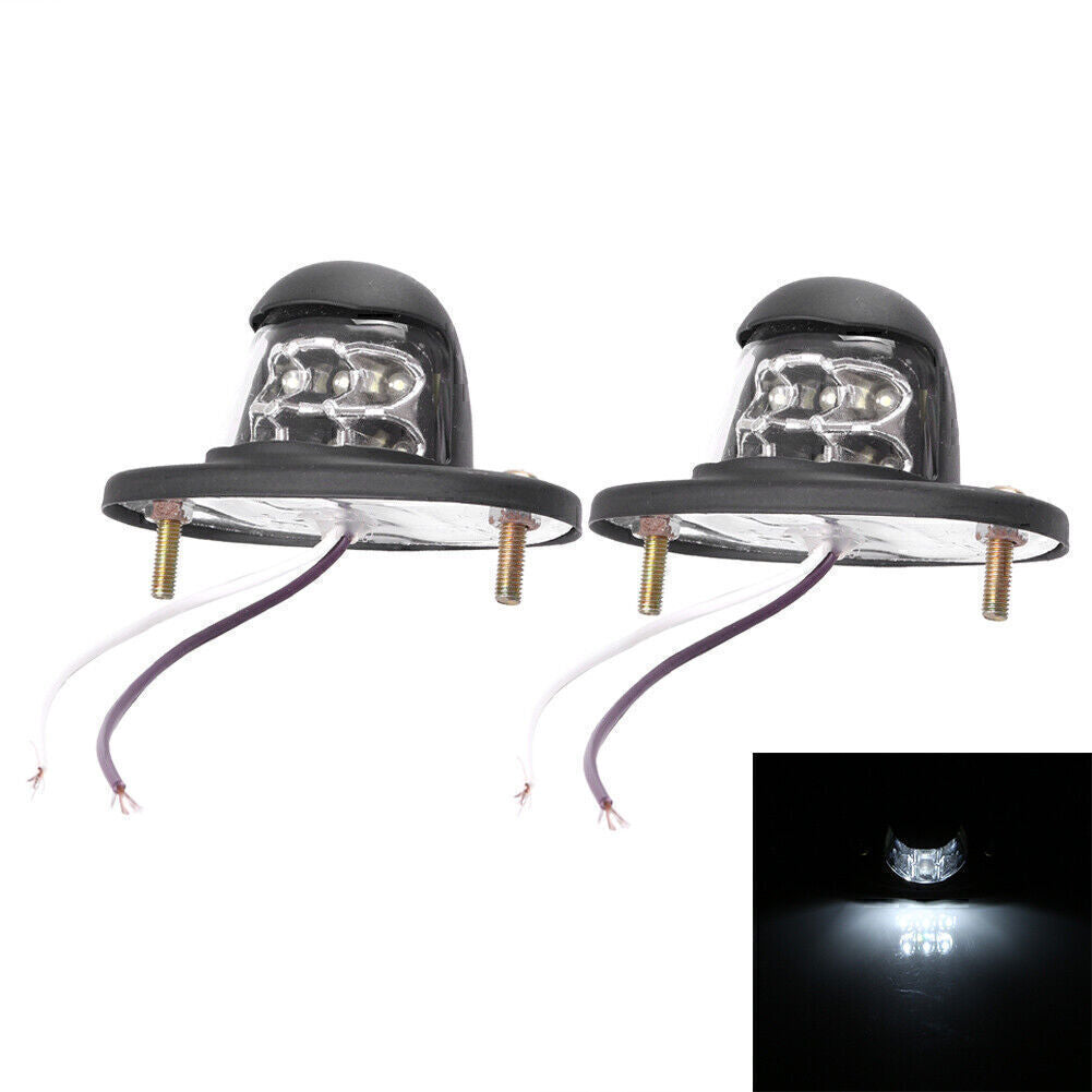 2 Pcs Universal White 6LED Light 12V DC License Plate Light With Screws + Nuts
