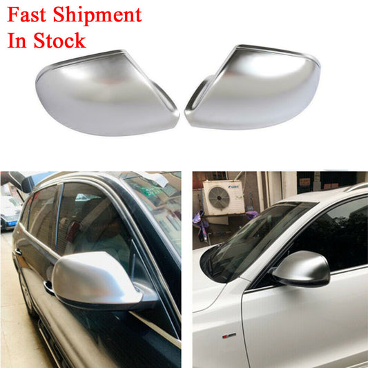 Pair Matt Chrome Side Mirror Cover Caps W/O Side Lane Assis for Audi Q5 Q7 09-15
