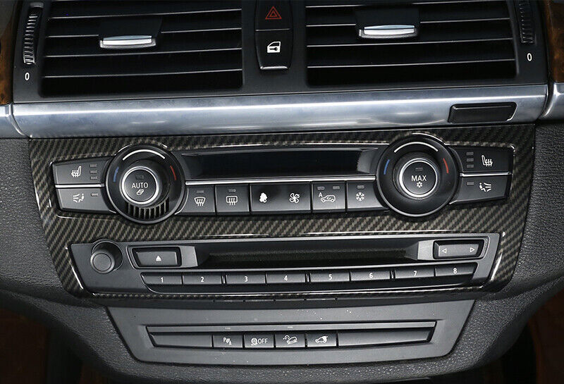for BMW X5 X6 E70 2008-2013 Carbon Fiber Console AC Button Control Frame Trim 1P