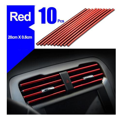 10-piece automotive air conditioning socket decorative molding trim strip in red for Chrysler