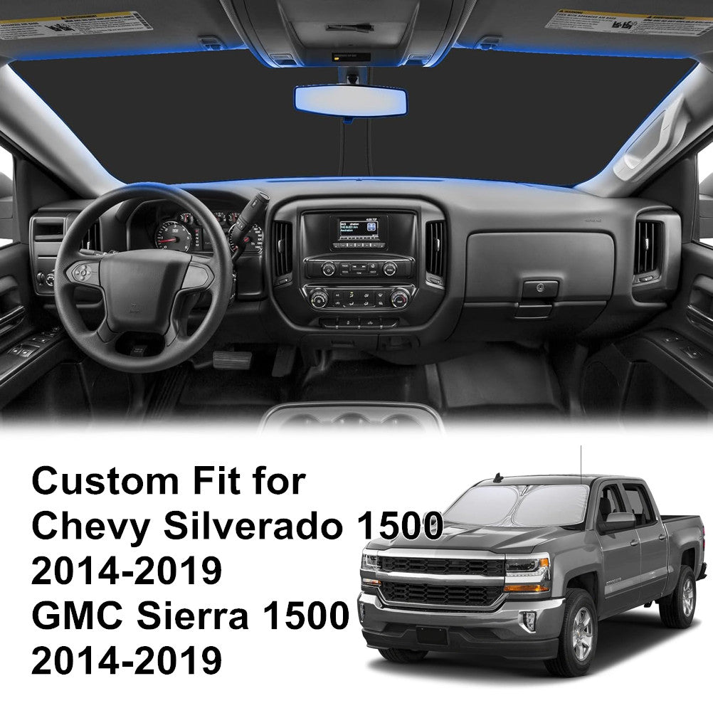 For 2014-2019 for Chevy Silverado Front Windshield Sun Shade Foldable Block UV Cover