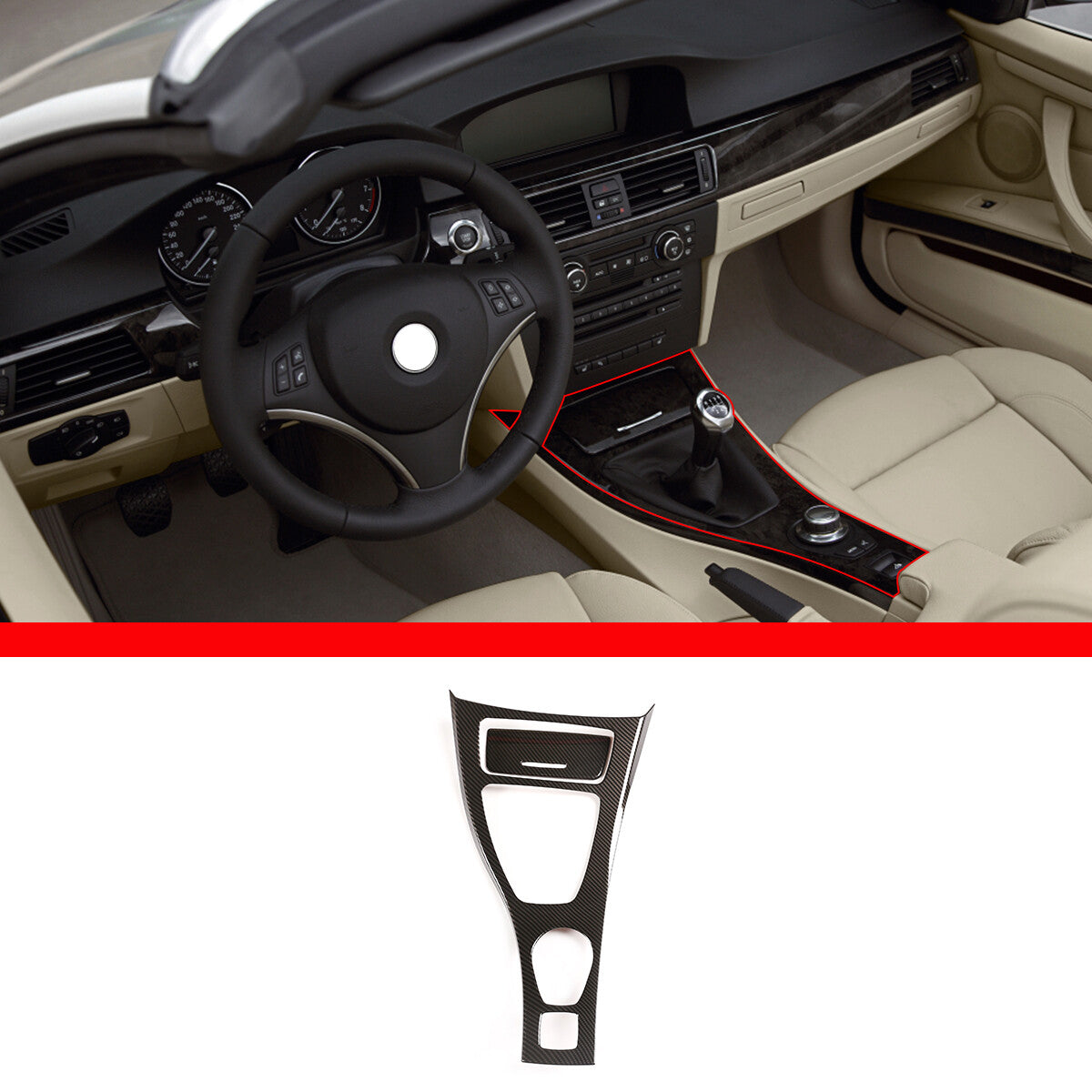 Carbon fiber interior door handle and door cup trim for BMW 3 Series E90 (05-12 USA)