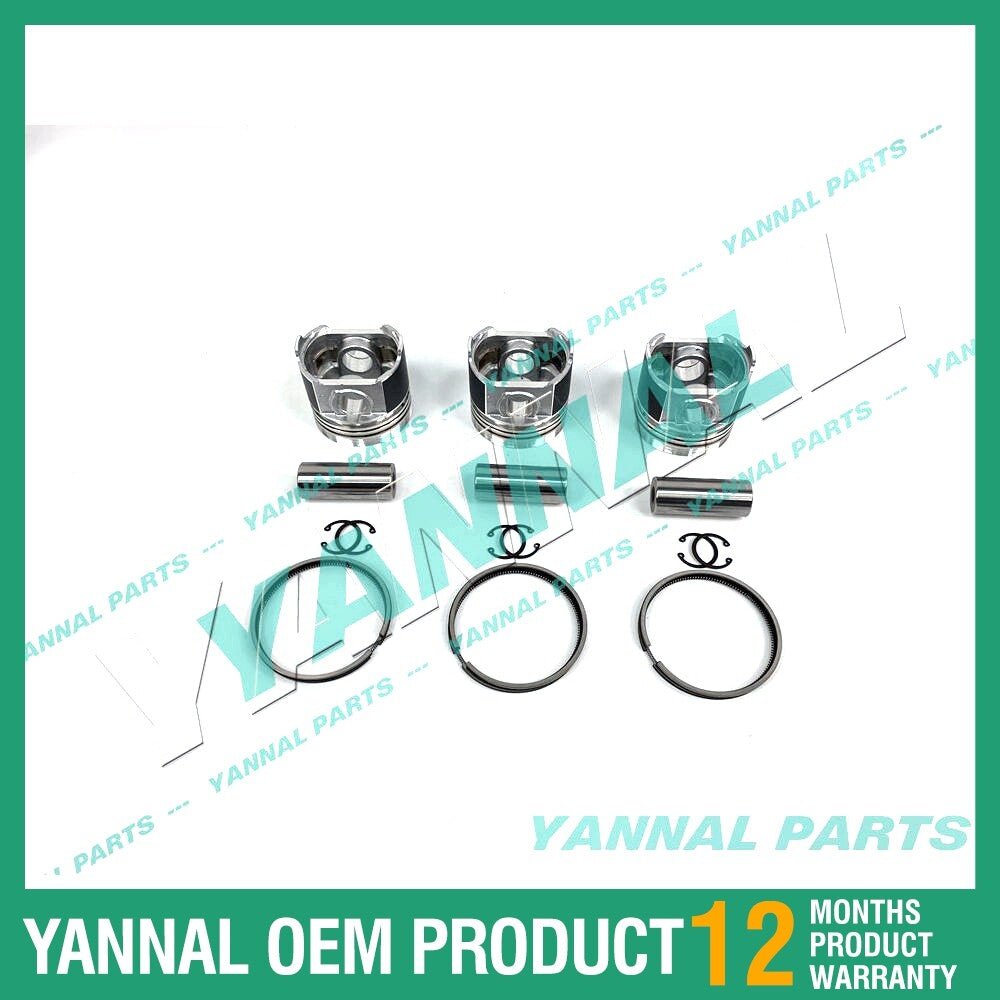 3-piece piston pack with piston rings + 0.5 mm for Yanmar 3TNV70 engine (oversized)