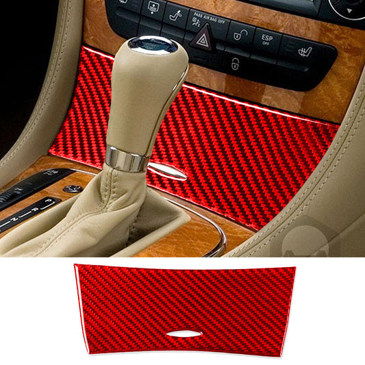 Red Carbon Fiber Center Storage Box Panel Trim for Benz CLS Class C219 2004-2009