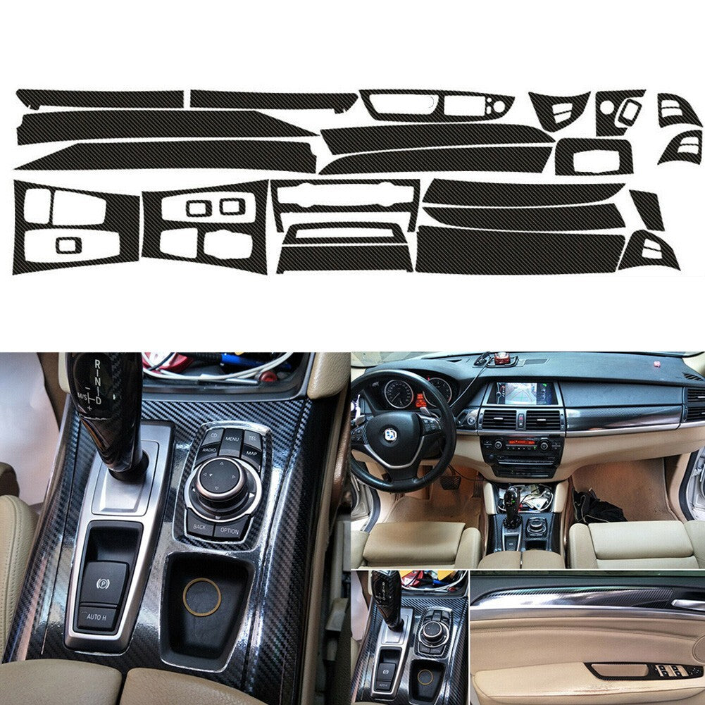 3D Carbon Fiber Pattern Interior DIY Trim-Decals For X5,E70 2007-2013 Parts
