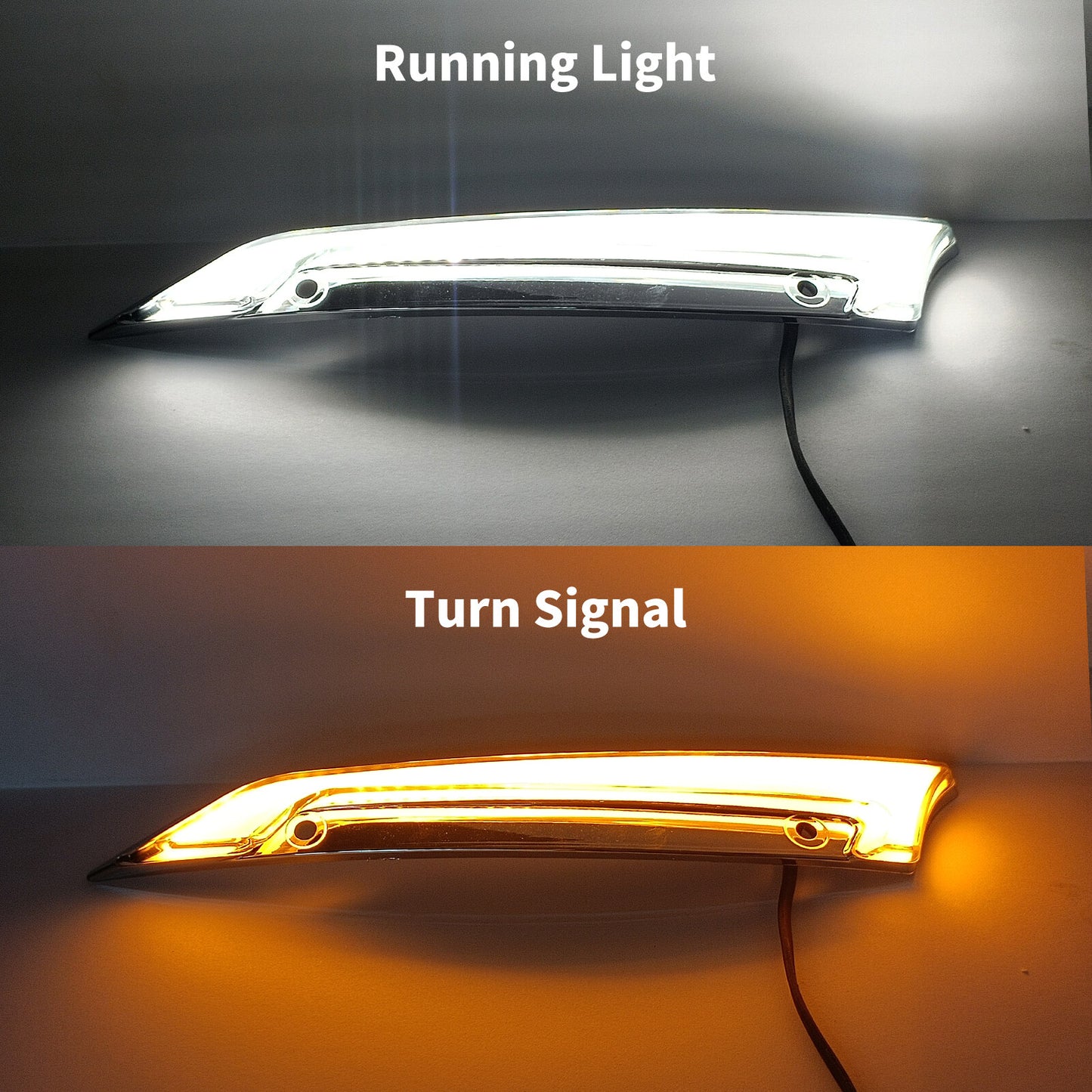 Chrome Windshield Trim LED Turn Signal Light w/ Smoke Lens for Harley Road Glide