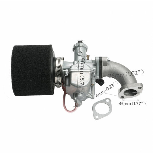VM22 26mm carburetor and intake manifold suitable for 125cc, 140cc, and 150cc Taodao coolers.
