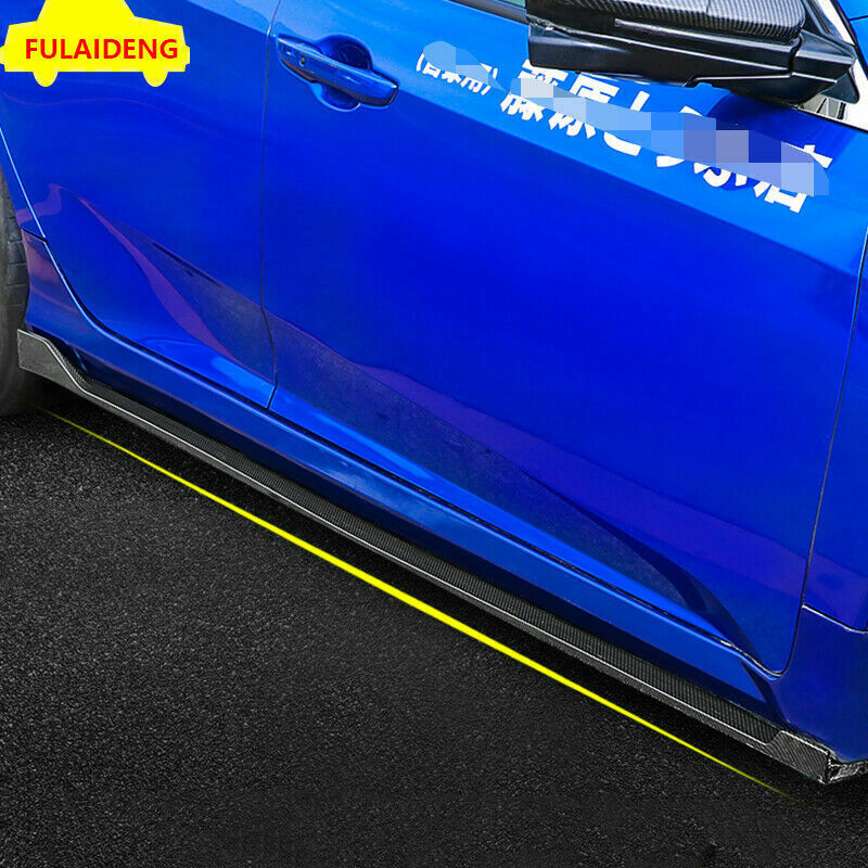 for Honda for Civic 2016-2021 Carbon Fiber Side Skirts Extensions Body Kit Refit Set