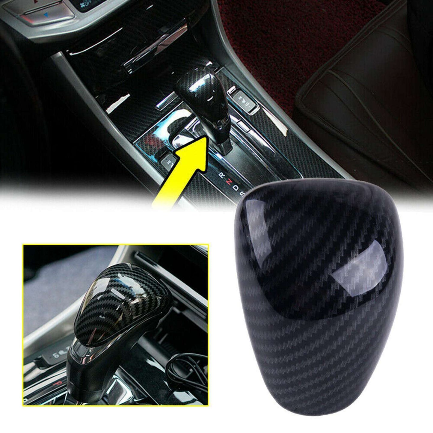 for Honda Accord 2013-2017 Carbon Fiber Inner Gear Shift Knob Shifter Cover Trim