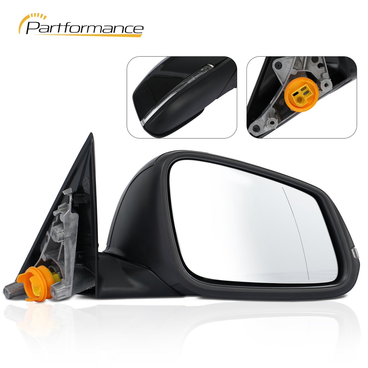 5-pin black mirror finish, right passenger side, suitable for BMW 320i, 328i, 335i, 3 Series 12-18 right-hand side.