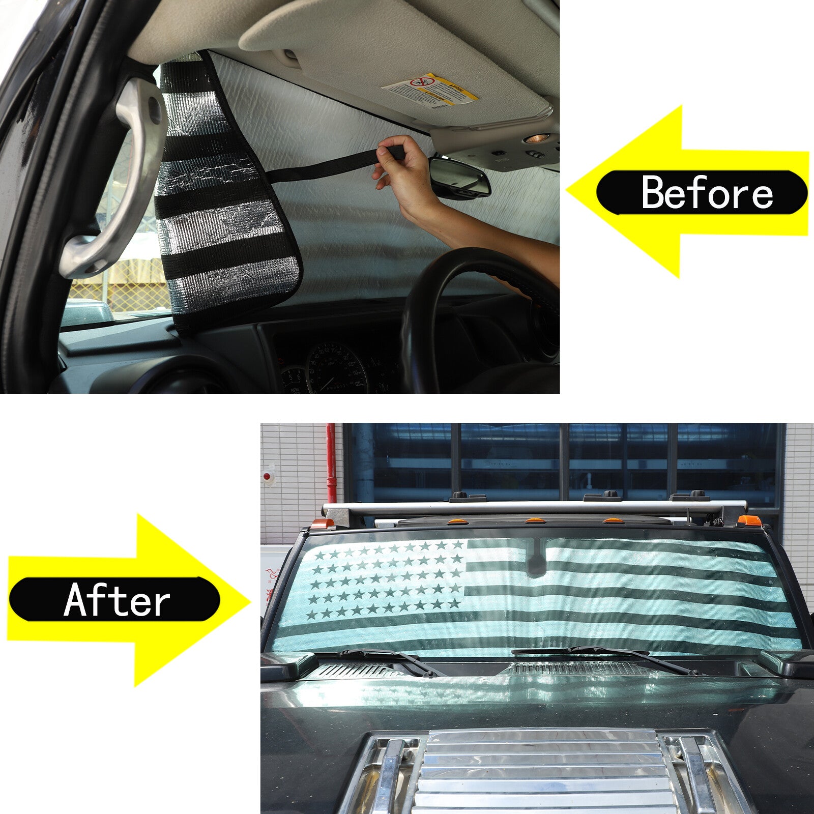 American flag windshield sunshade suitable for Hummer H2 2003-2009