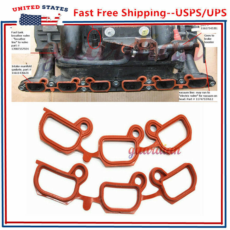 2-piece engine intake manifold gasket kit for BMW 3 Series E46 E60 E53 11611436631