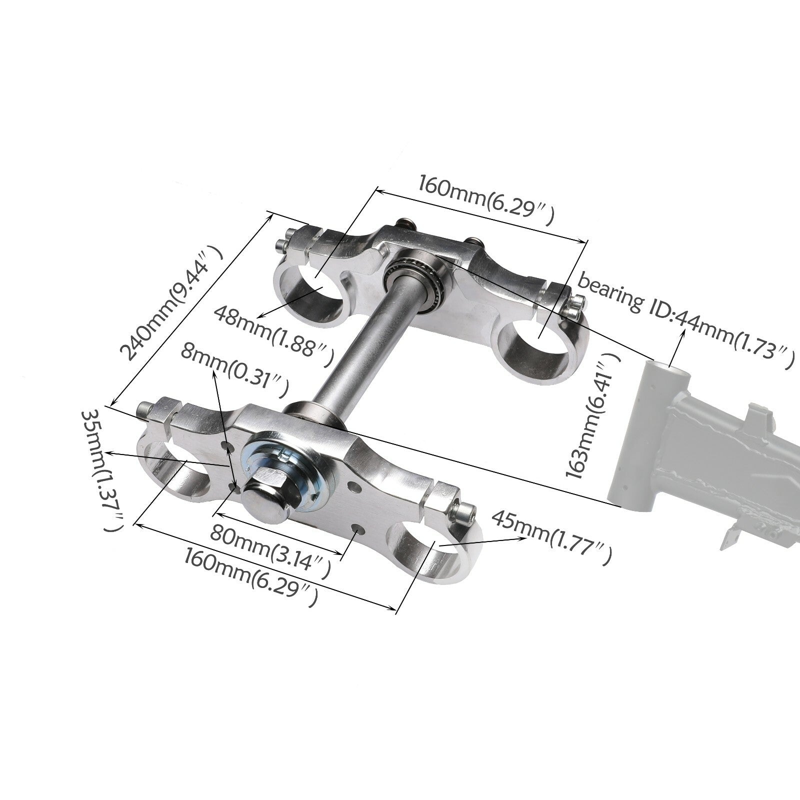 45/48mm front fork with shock-absorbing triple clamp for 110cc, 125cc, and 140cc Apollo Dirt Pit bicycles