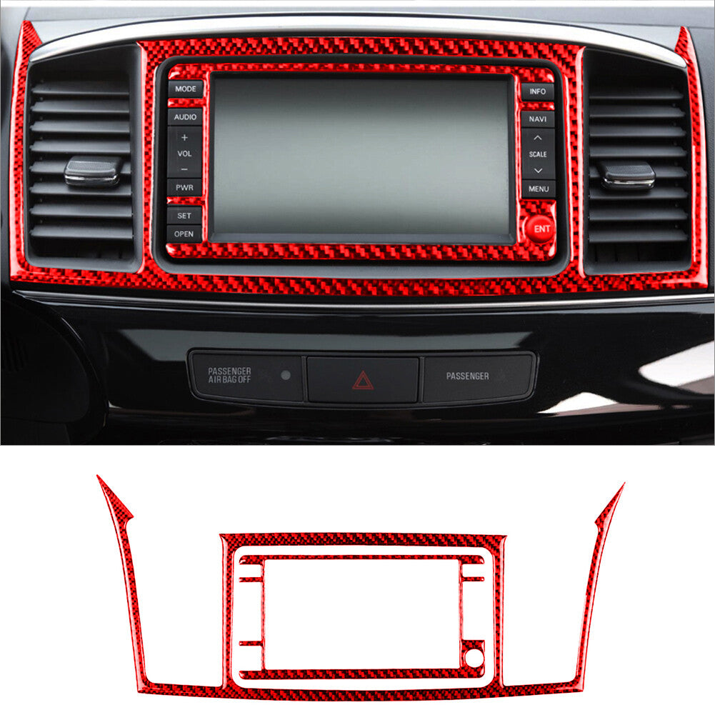 Red Carbon Fiber GPS Navigation Display Cover Trim for Mitsubishi Lancer 2008-15