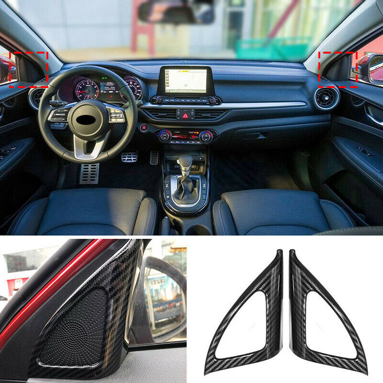 Carbon Fiber Inner A Pillar Triangle Frame Cover Trim for Kia Forte K3 2019-2021