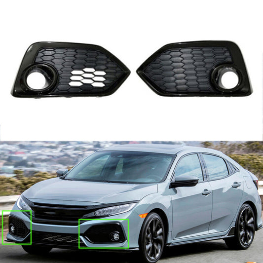 for Honda for Civic Hatchback 2017-2019 Pair Front Bumper Fog Light Cover Grille