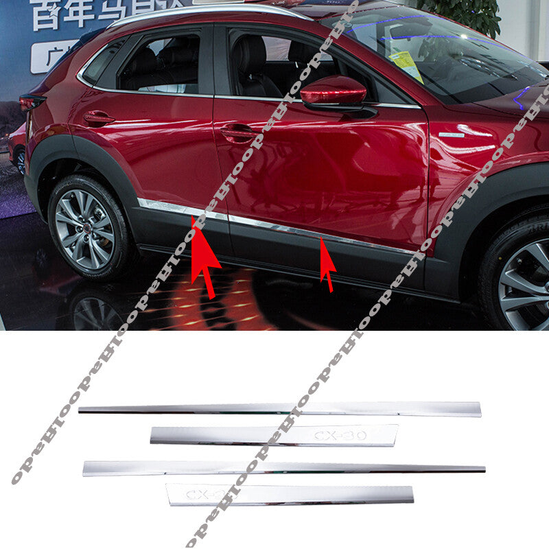 for Mazda CX-30 2020-2022 ABS Chrome Car Body Door Side Molding Sill Guard cover