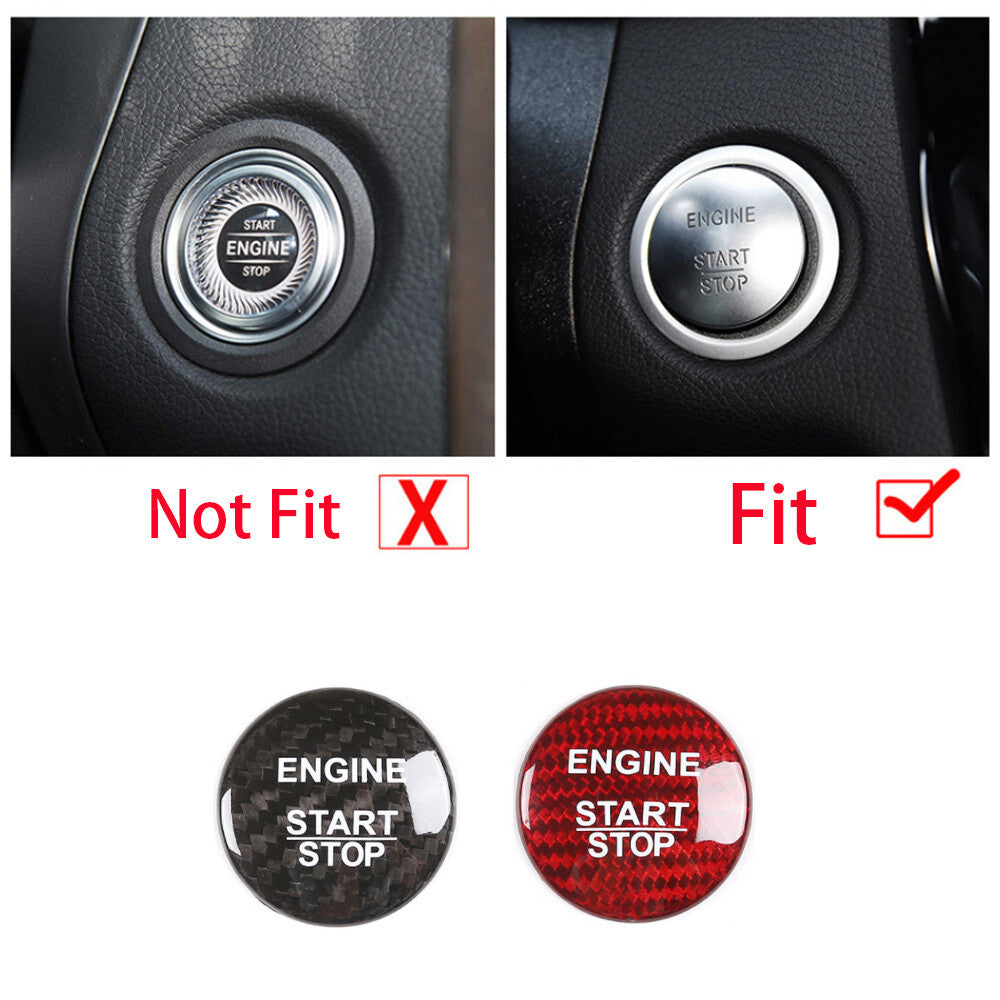 Red Carbon Engine Start Stop Button Cover for Mercedes-Benz A/B/C/GLA/GLC Class
