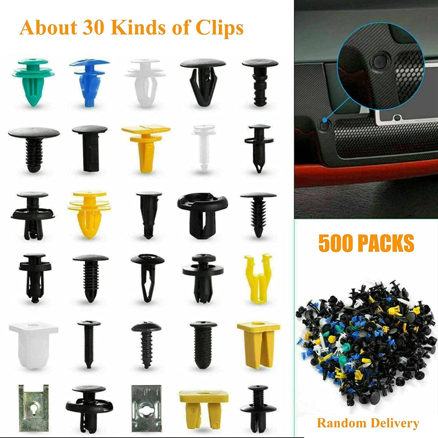 Hybrid automotive fasteners, bumper clips, car rivets, door panel rivets - sales promotion