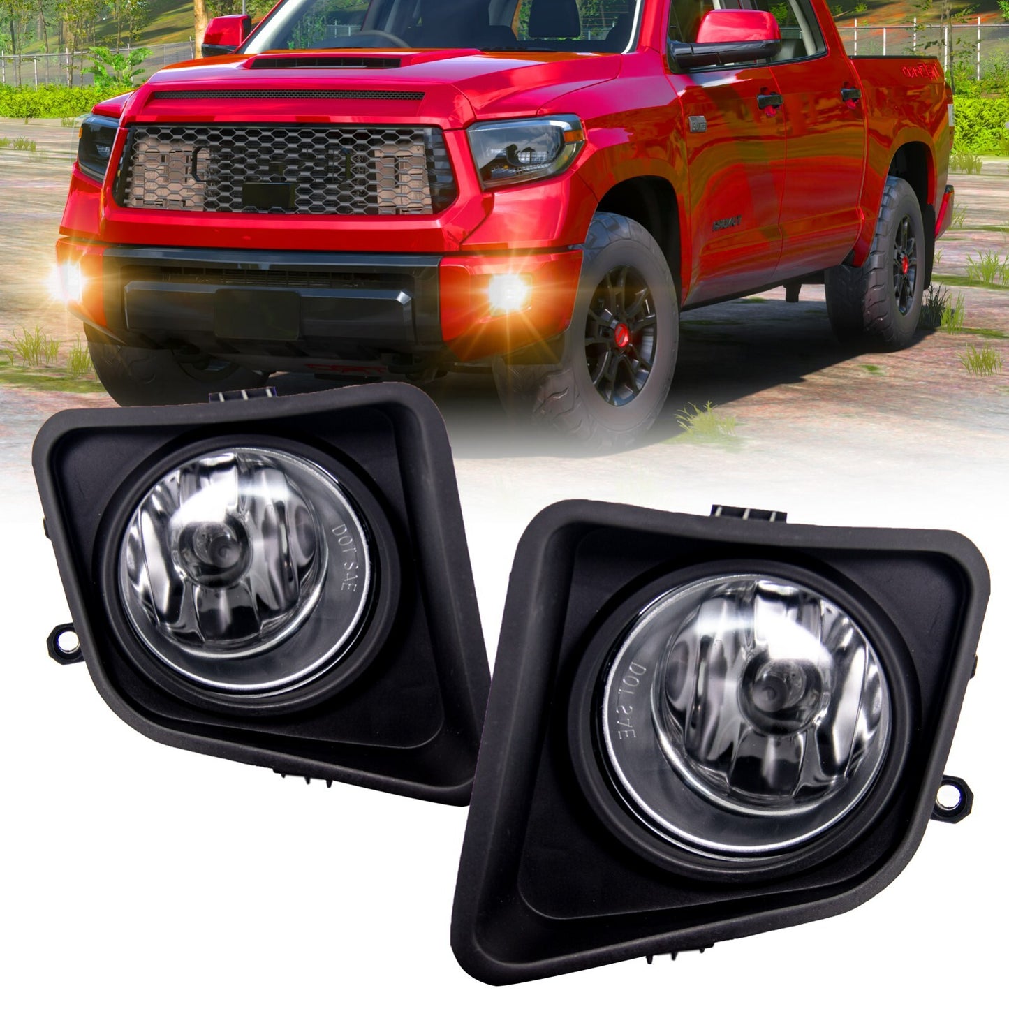 Fog light assembly suitable for 2014-2019 for Toyota Tendera L+R (transparent).