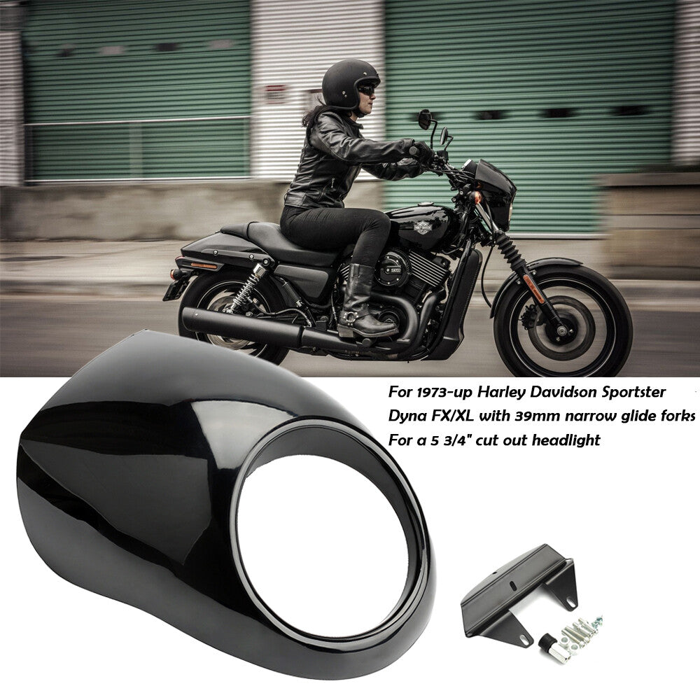 Black headlight cover for Harley Davidson Sportster Dyna FX XL