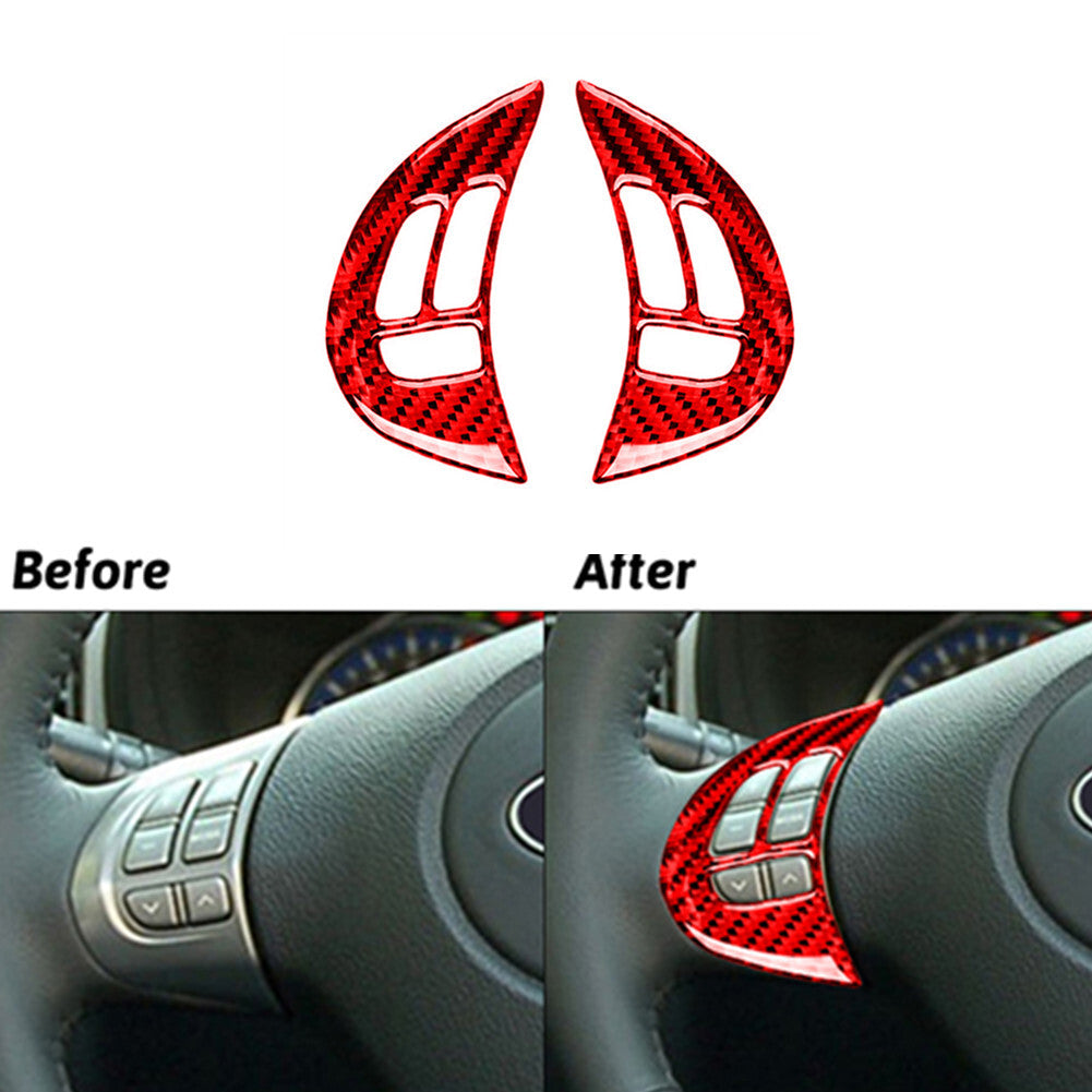Red Carbon Fiber Steering Wheel Button Trim for Subaru Forester 2009-2013 TypeA