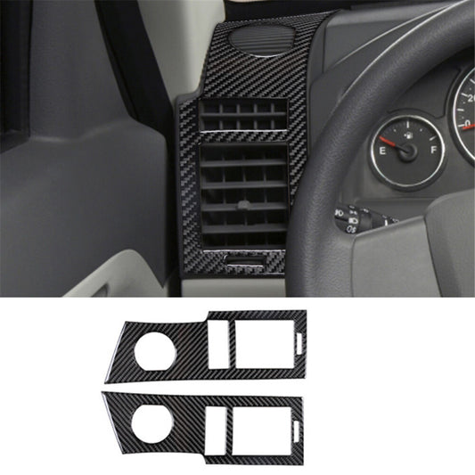 2Pcs Carbon Fiber Dashboard Side Air Vents Cover Trim for Jeep Liberty 2008-2012