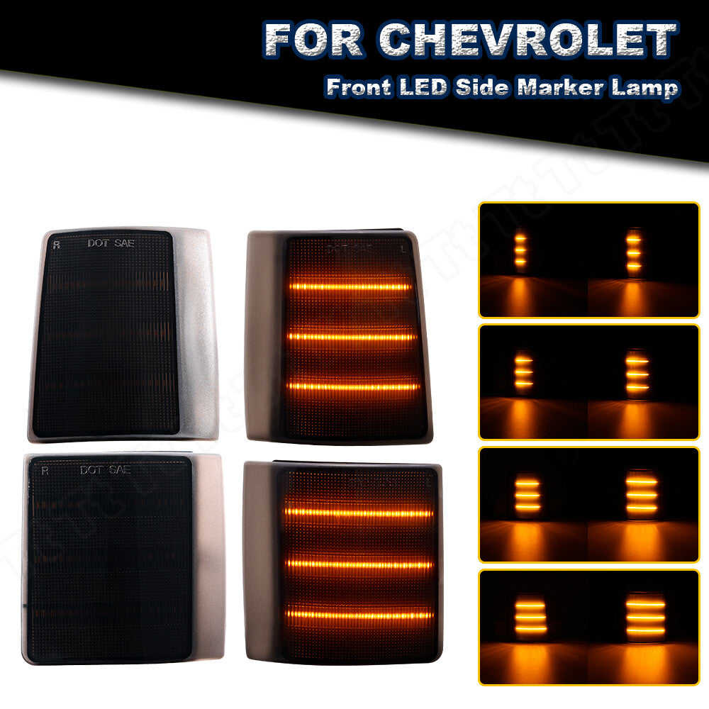 4-pack of fully smoked LED corner side marker lights suitable for 94-99 for Chevrolet C/K 1500 2500 3500