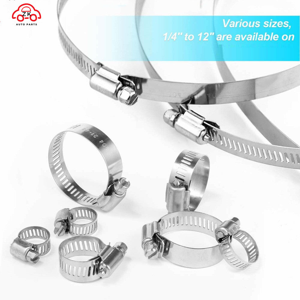 304 Stainless Steel Hose Clamps for 2-inch Pipes - Adjustable Worm Gear Hose Clamps