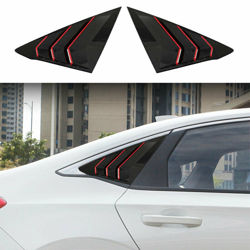 Red+Black Rear Side Vent Window Scoop Louvers 1/4 for Honda for Civic 11th 2022-2023
