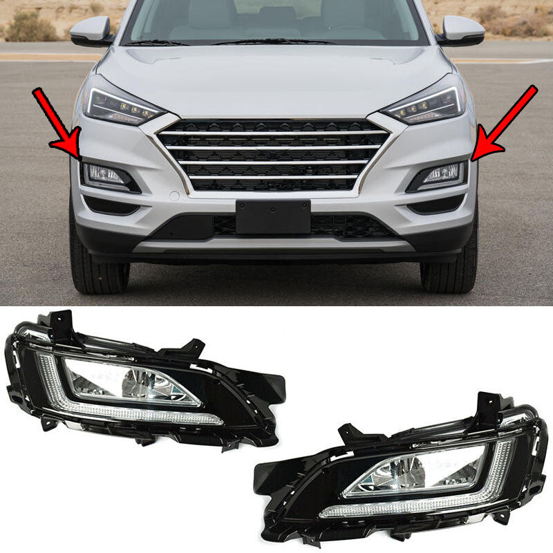 Pair for Hyundai for Tucson 2019-2020 Front bumper Fog lights daytime running lights